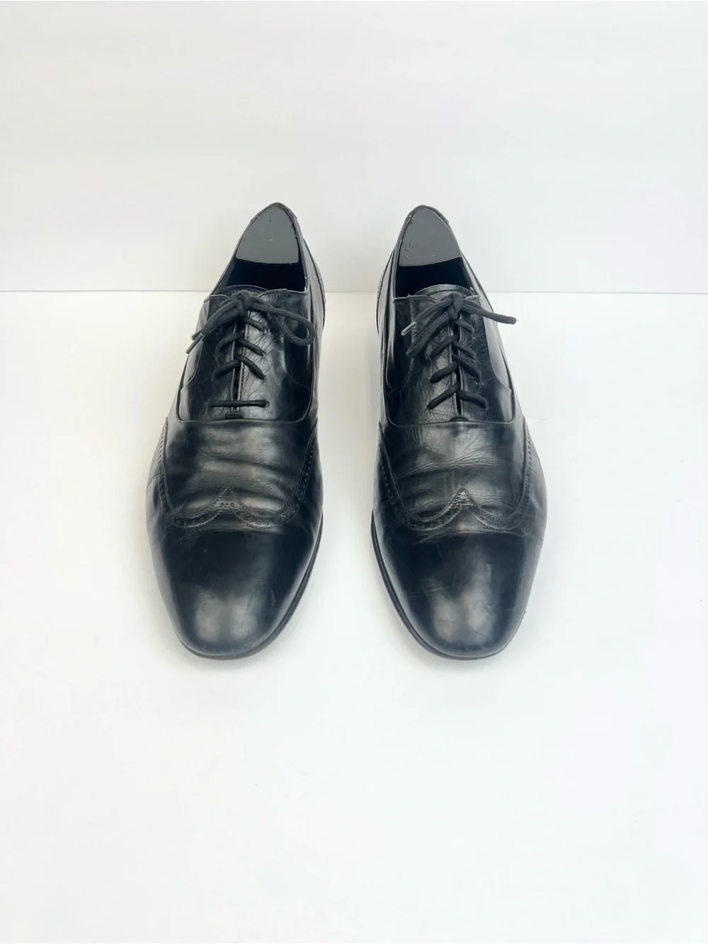 Vintage 80s Bruno Magli Italy Black Luxury Leather Lace Up Shoes Oxfords  10.5 N